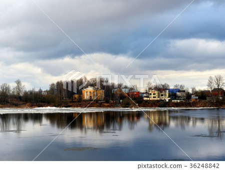Neva River on the outskirts of St. Petersburg. Neva River on the outskirts of St. Petersburg. 36248842