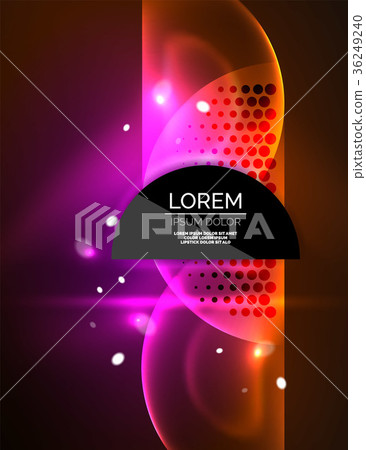 Round shapes, neon glowing trasparent elements 36249240