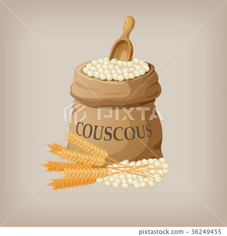 Bulgur or couscous in burlap bag. Vector Bulgur or couscous in burlap bag. Vector 36249455