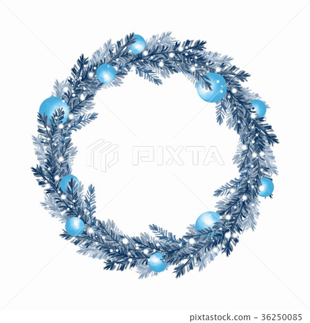 Watercolor illustration. Christmas fir tree wreath 36250085