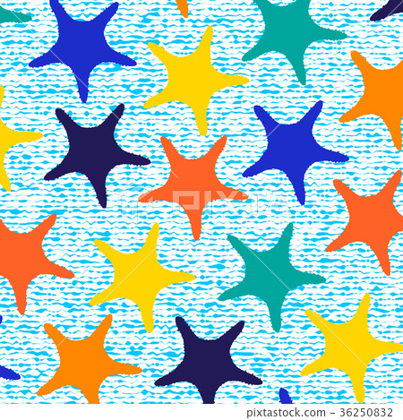 Colorful starfish pattern with stripes. Colorful starfish pattern with stripes. 36250832