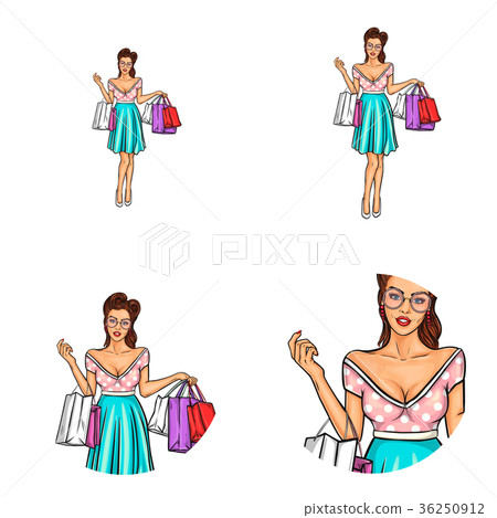 Set of vector pop art round avatar icons for users Set of vector pop art round avatar icons for users 36250912