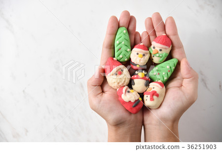 Female hands holding Christmas cookies. 36251903