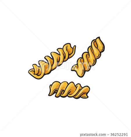 Raw rotini, fusilli corkscrew shaped Italian pasta 36252291