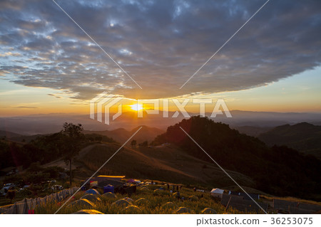 sunset at Samer dao mountain at Nan, Thailand sunset at Samer dao mountain at Nan, Thailand 36253075