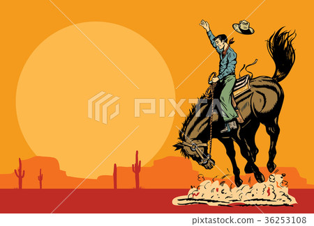 Cowboy riding a wild horse Cowboy riding a wild horse 36253108