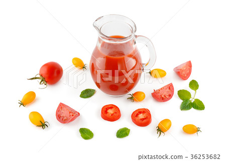 Fresh tomato juice isolated on white background. Fresh tomato juice isolated on white background. 36253682