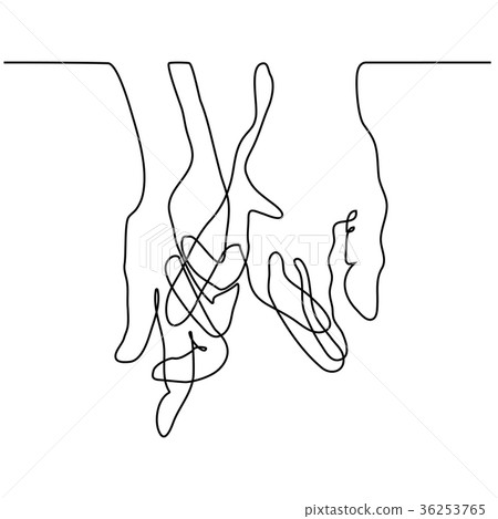 Continuous Line Drawing Of Holding Hands Together Stock Illustration 36253765 Pixta