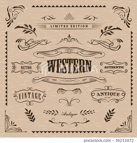 Western frame hand drawn vintage badge vector Western frame hand drawn vintage badge vector 36253872