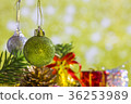 Christmas balls element and gold green background 36253989
