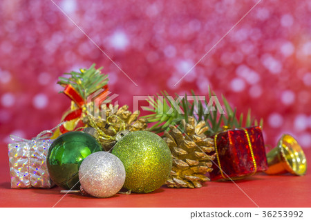 Christmas element group set on pink background Christmas element group set on pink background 36253992