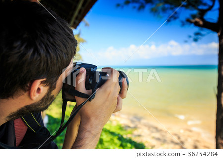 Closeup Backside Bearded Guy Photos Seascape Closeup Backside Bearded Guy Photos Seascape 36254284