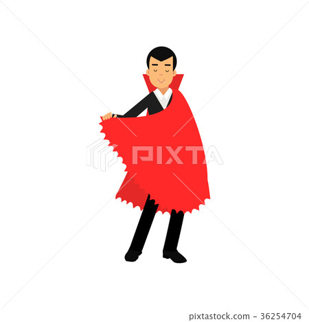 Smiling vampire character in red cape, Count 36254704