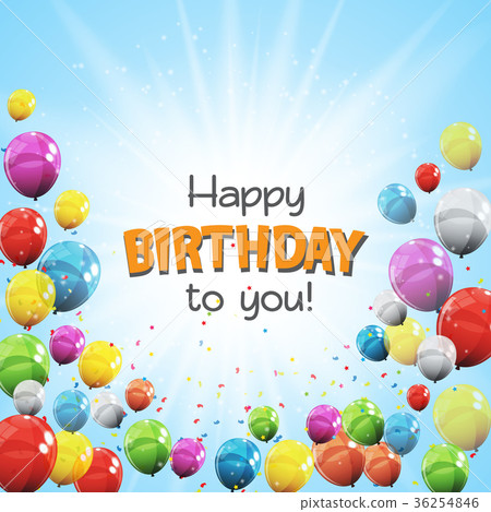 Color Glossy Happy Birthday Balloons Banner - Stock Illustration ...