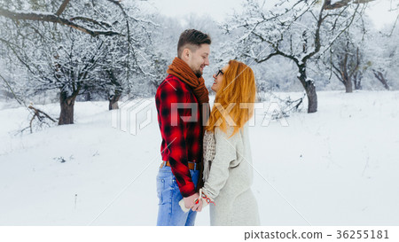Romantic outdoor portrait of the happy couple Romantic outdoor portrait of the happy couple 36255181