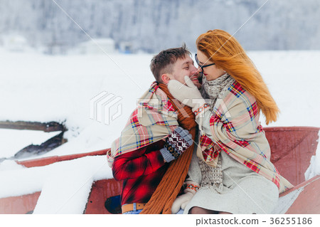 Couple Lovers Sensitive Stroking Cheek Sitting 36255186