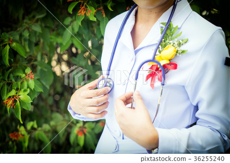 nurse and stethoscope in the garden 36255240