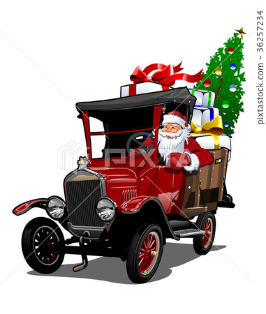 Cartoon Retro Christmas Truck Stock Illustration 36257234 Pixta