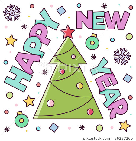 Happy New Year. Greeting Card. Vector illustration - Stock Illustration ...