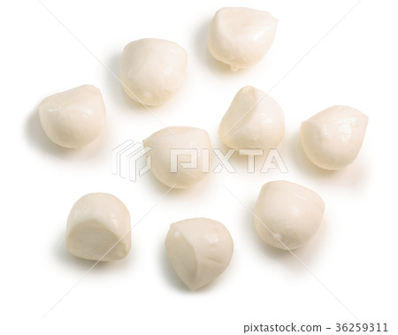 Mozzarella cheese balls, top view, paths 36259311