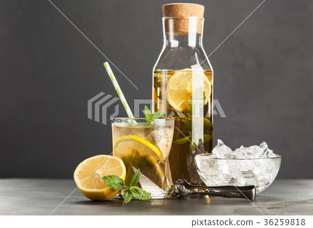 Ice tea with lemon and mint 36259818