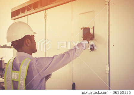 engineer inspector working on examining solar engineer inspector working on examining solar 36260156