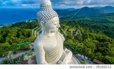 blue ocean on the back of Phuket Big Buddha. blue ocean on the back of Phuket Big Buddha. 36260212