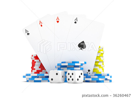 3d rendering of four different ace cards with 36260467