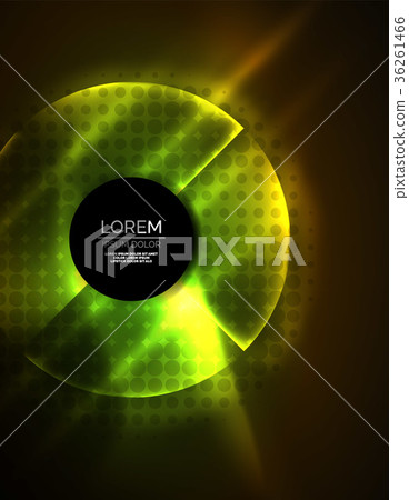 Circular glowing neon shapes, techno background 36261466