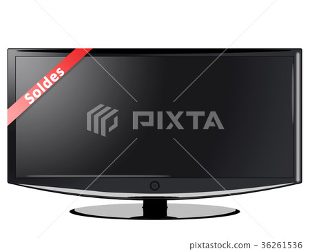 An illustration of a widescreen black TV  36261536