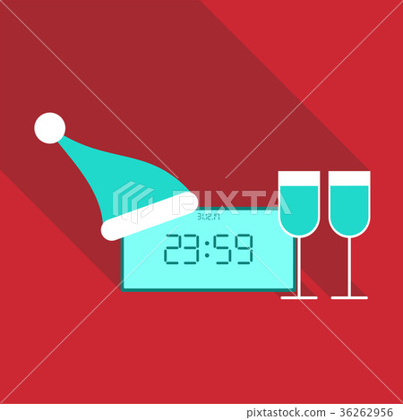 Clock With New Year 2018 with Santa`s hat and Clock With New Year 2018 with Santa`s hat and 36262956