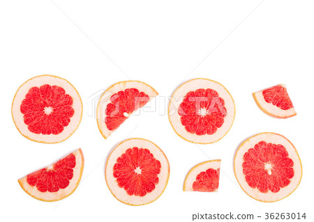 Grapefruit slices isolated on white background Grapefruit slices isolated on white background 36263014