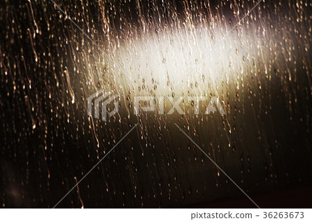 Rain drop at window in dark night Rain drop at window in dark night 36263673