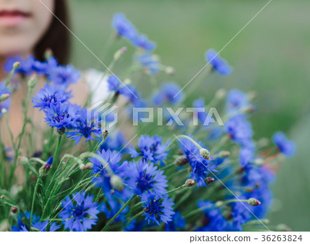 Girl with a bouquet of lavender 36263824