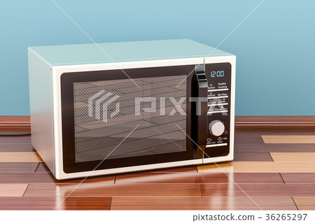 Microwave in room on the wooden floor Microwave in room on the wooden floor 36265297