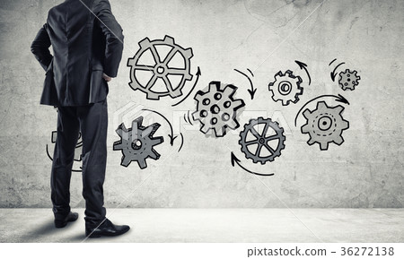 Teamwork concept drawn on wall 36272138