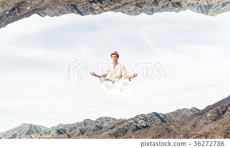 Young man keeping mind conscious. Young man keeping mind conscious. 36272786