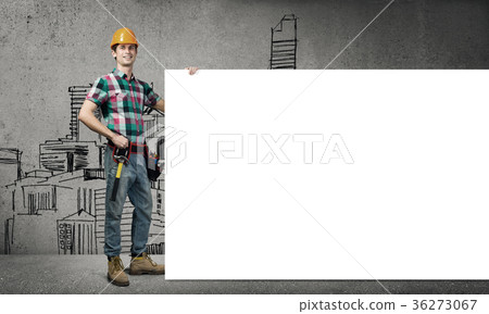 Repairman demonstrating banner 36273067