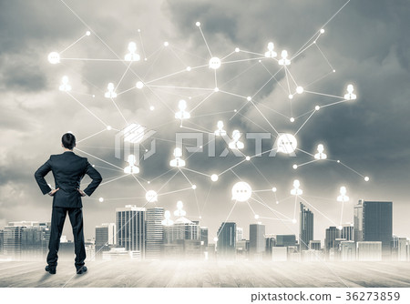 Social connection concept drawn on screen as symbol for teamwork Social connection concept drawn on screen as symbol for teamwork 36273859