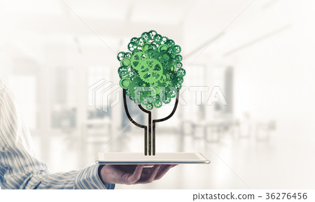 Eco green environment concept presented by tree as working mecha 36276456