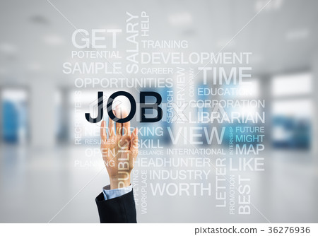 Concept of modern business with palm choocing on of keywords for success Concept of modern business with palm choocing on of keywords for success 36276936