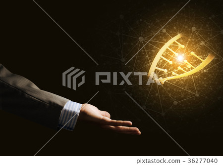 Science medicine and technology concepts as DNA molecule on dark background with connection lines Science medicine and technology concepts as DNA molecule on dark background with connection lines 36277040