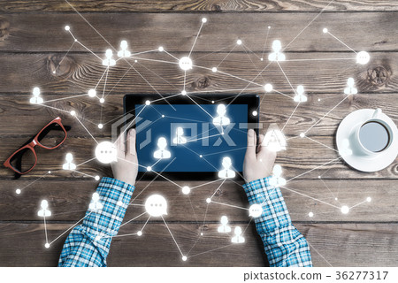Concept of social communication and networking with social connection lines Concept of social communication and networking with social connection lines 36277317