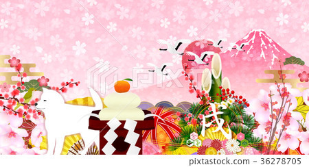 New Year's card, Mt. Fuji background 36278705