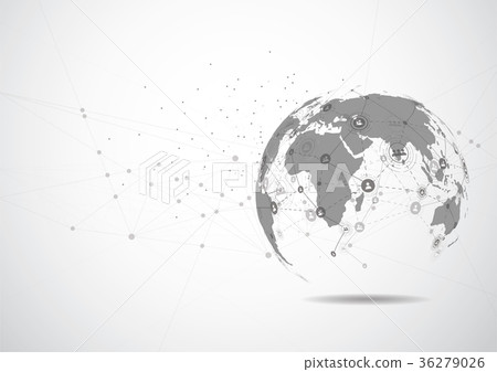 Global network connection. World map point Global network connection. World map point 36279026