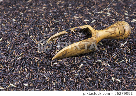Black rice and handmade wood crafts 36279091