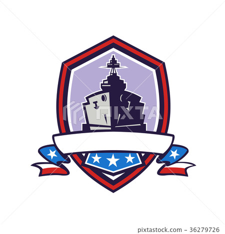 Battleship Stars Stripes Crest Retro 36279726