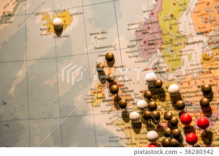 Picture World Map Travel concept pushpins england 36280342