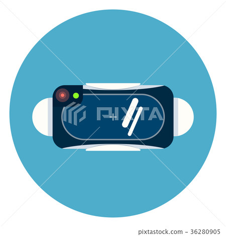 Virtual Reality 3d Glasses Icon On Blue Round 36280905