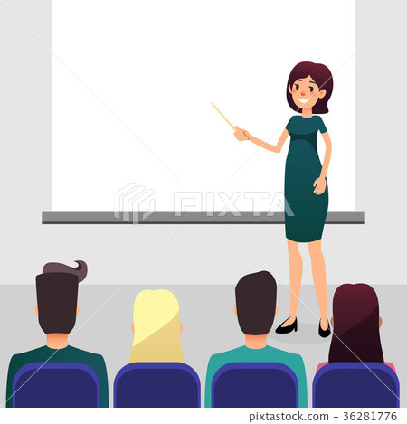 Cartoon flat women with pointer trains 36281776